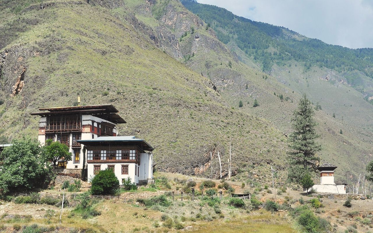 Tachog Lhakhang and its iron chain bridge over the Paro river.
